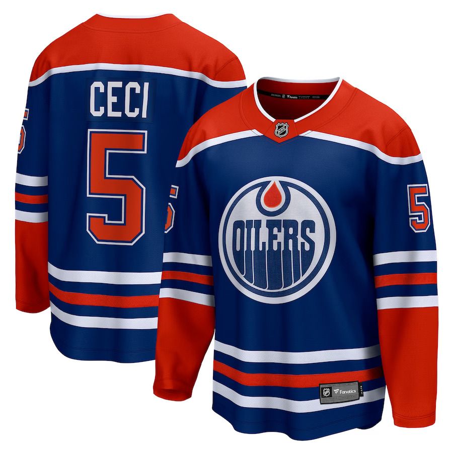 Men Edmonton Oilers #5 Cody Ceci Fanatics Branded Royal Home Breakaway Player NHL Jersey